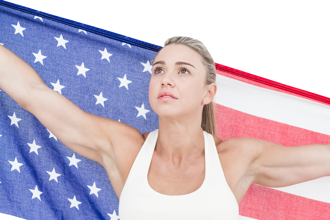 Confident Female Athlete with American Flag Transparent Background - Download Free Stock Images Pikwizard.com