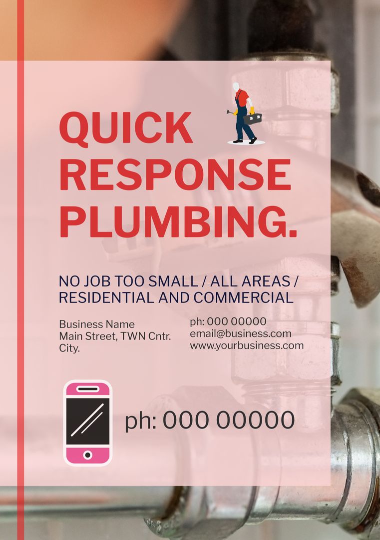 Quick Response Plumbing Service Advertisement for Residential and Commercial Areas - Download Free Stock Templates Pikwizard.com