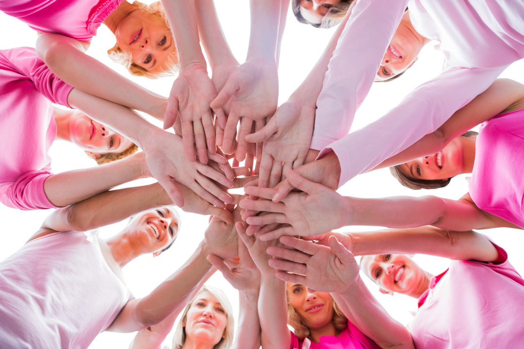 Transparent Unity for Breast Cancer Awareness; Low-Angle View of Women Stacking Hands - Download Free Stock Images Pikwizard.com