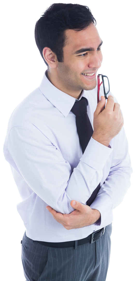 Smiling Businessman Holding Glasses on Transparent Background - Download Free Stock Images Pikwizard.com