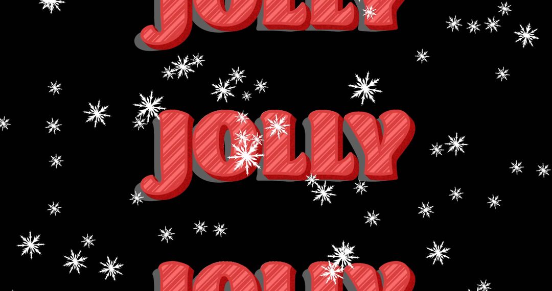 Festive Jolly Text with Falling Snow on Black Background