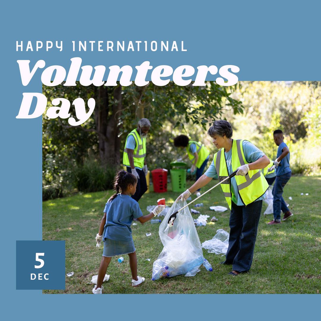 Diverse Volunteers Recycling for International Volunteer Day