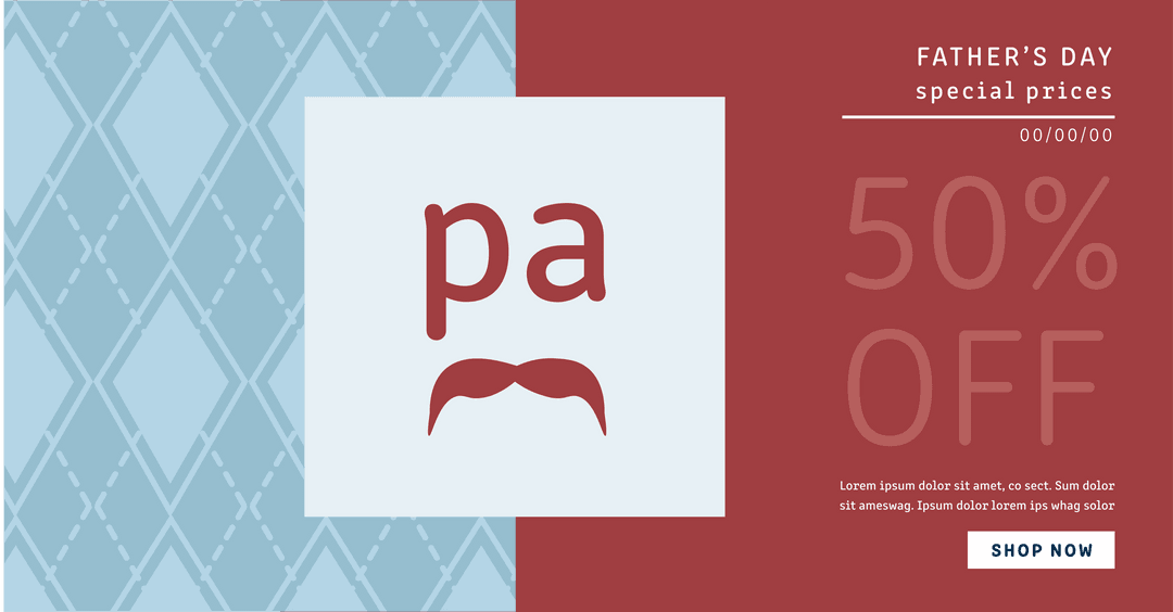Elegant Father's Day Discount Card with Mustache Design and Transparent Overlay