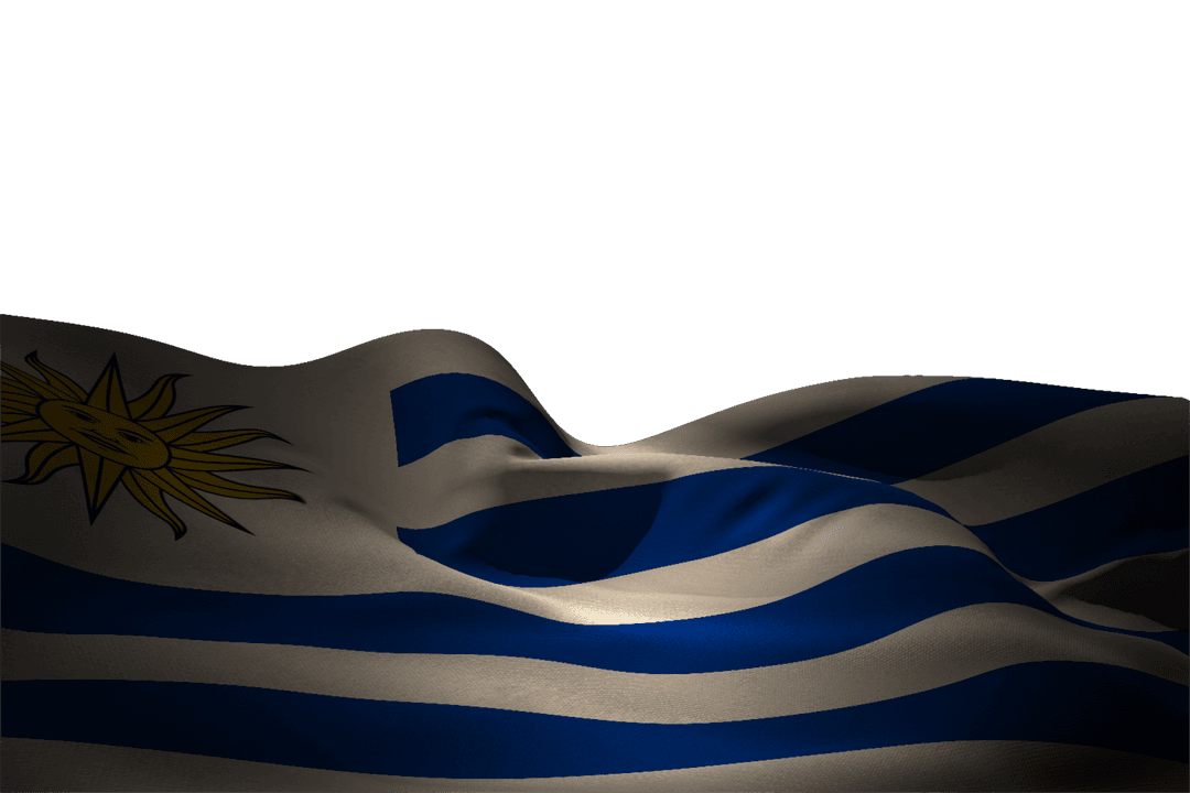 Waving Flag of Uruguay on Transparent Background Symbolizing Nationality