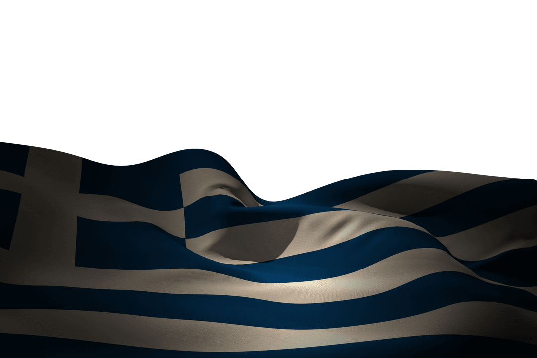 Waving Greek Flag on Transparent Background for National Themes