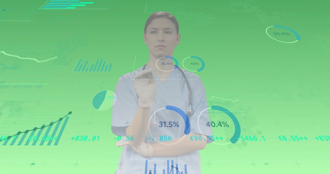 Medical Professional Interacting with Digital Data Interface