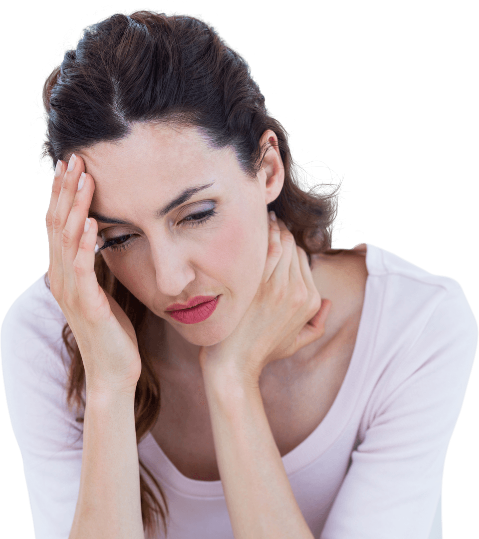 Transparent Background Woman Having Headache Close-Up Expression