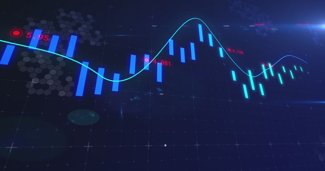 Digital Financial Data with Illuminated Market Trend Line
