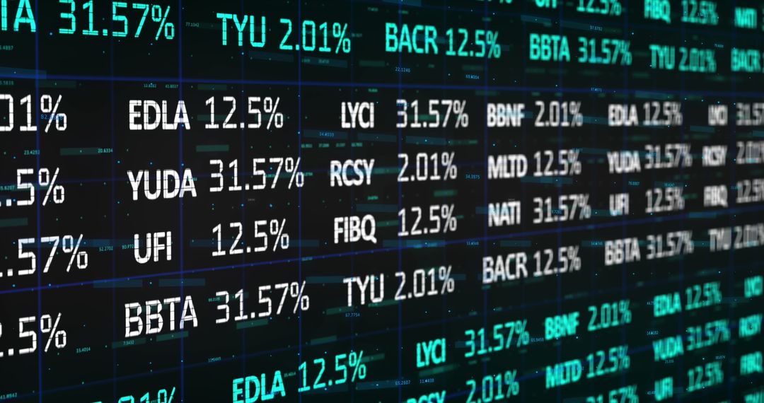 Stock Market Data Processing on Black Background