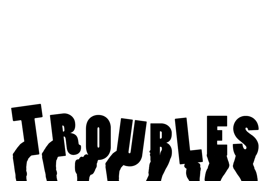 Hands Holding Troubles Text on Transparent Background