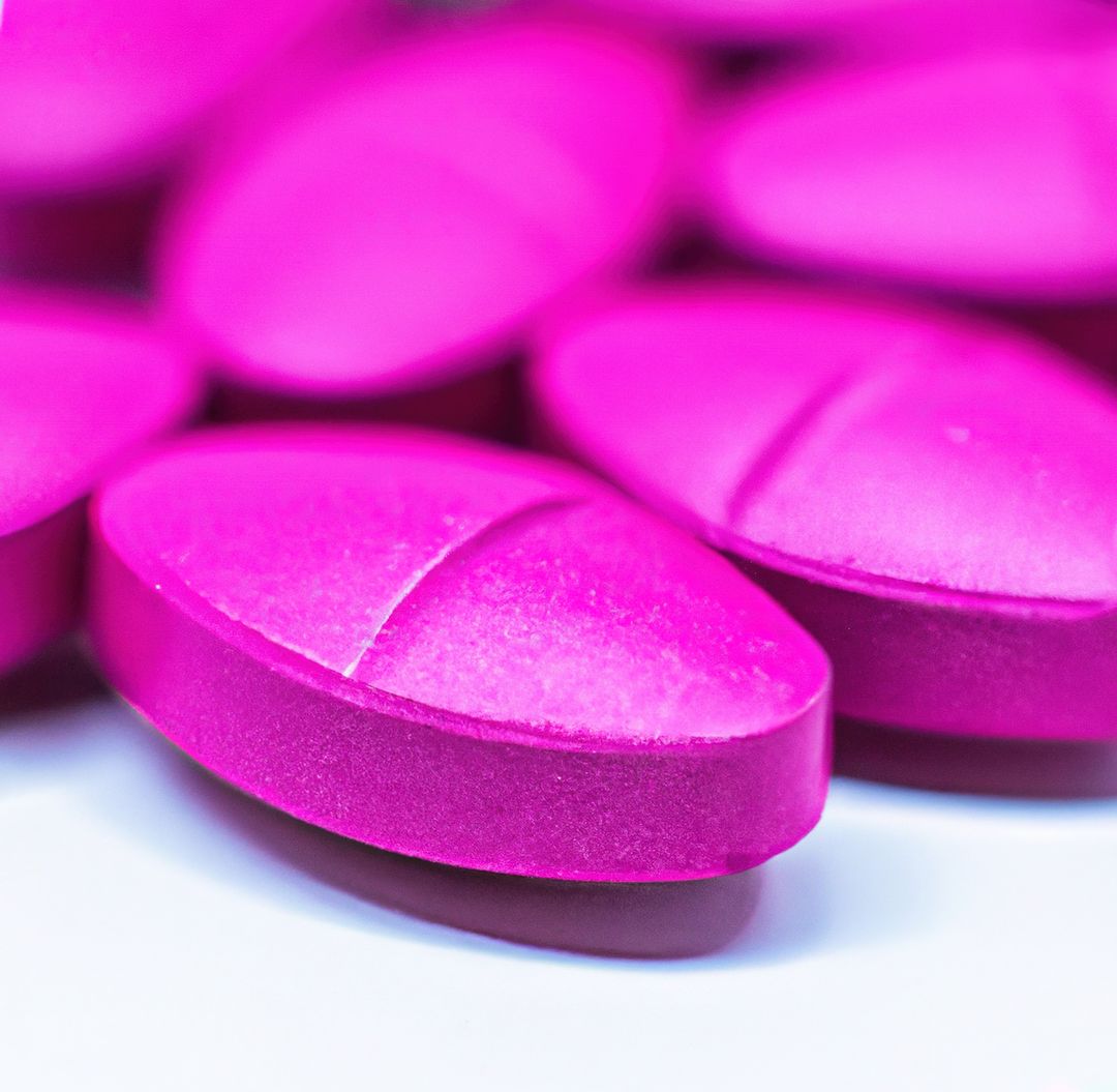 Close up of multiple round pink pills on white background - Free Images, Stock Photos and Pictures on Pikwizard.com