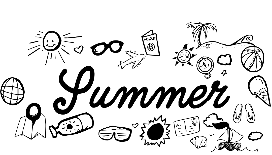 Transparent Summer Text with Fun Holiday Icons