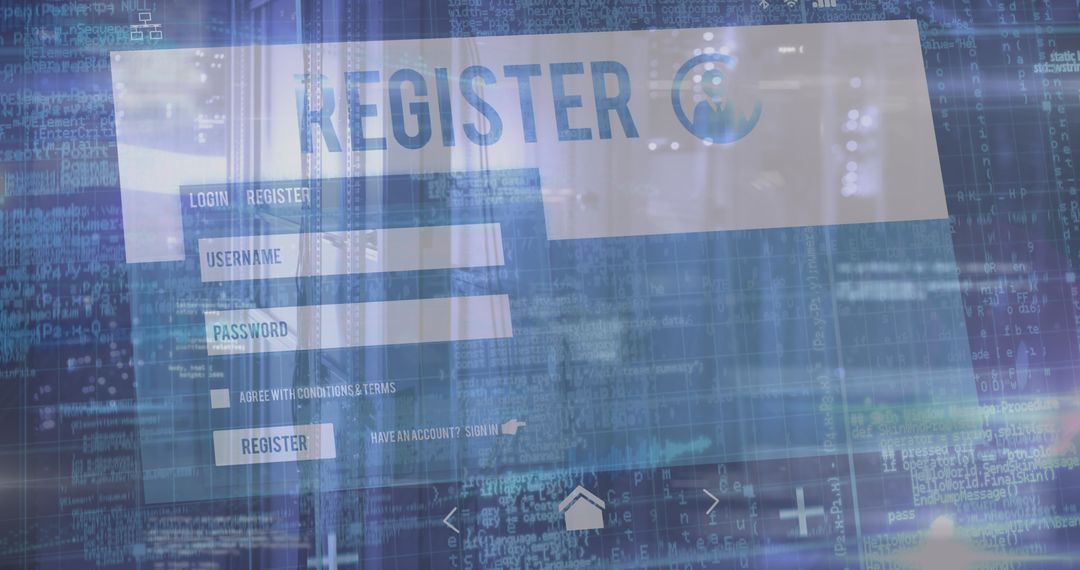 Digital Interface Screen with Login Registration