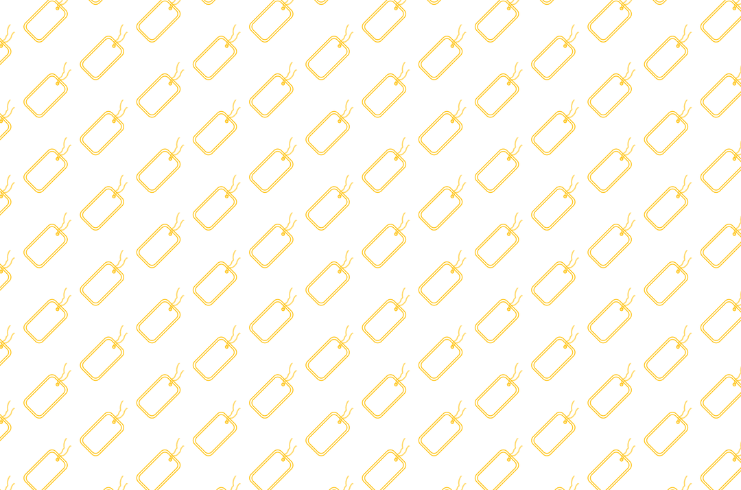 Row-like Pattern of Yellow Tags on Transparent Background