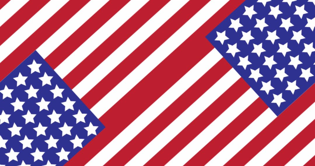 Abstract Diagonal American Flag Pattern with Stars
