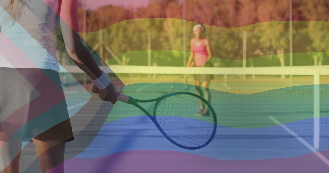 Dynamic Women's Tennis Match with Inclusive Spirit