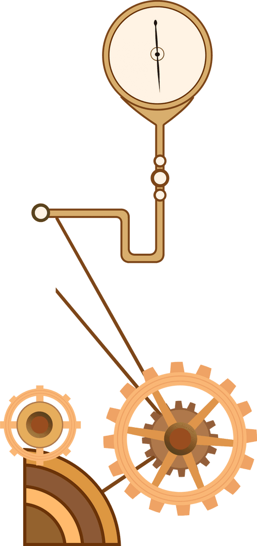 Steampunk Gauges and Gears on Transparent Background