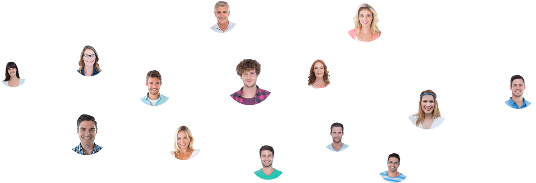 Transparent Network of Diverse Business People Connecting