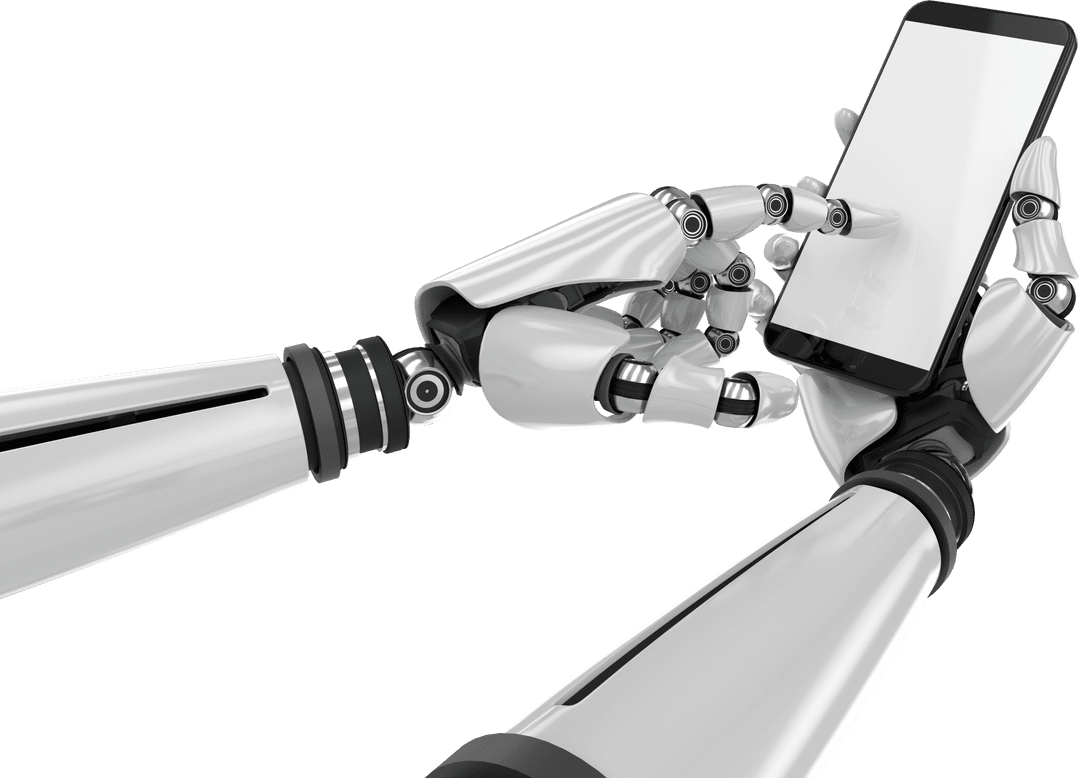 Transparent Robotic Arms Holding Smartphone Technology Illustration