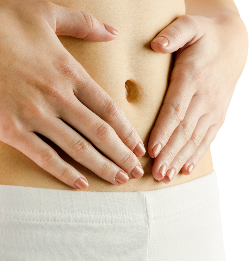 Transparent Slim Woman Touching Her Belly With Hands - Download Free Stock Images Pikwizard.com