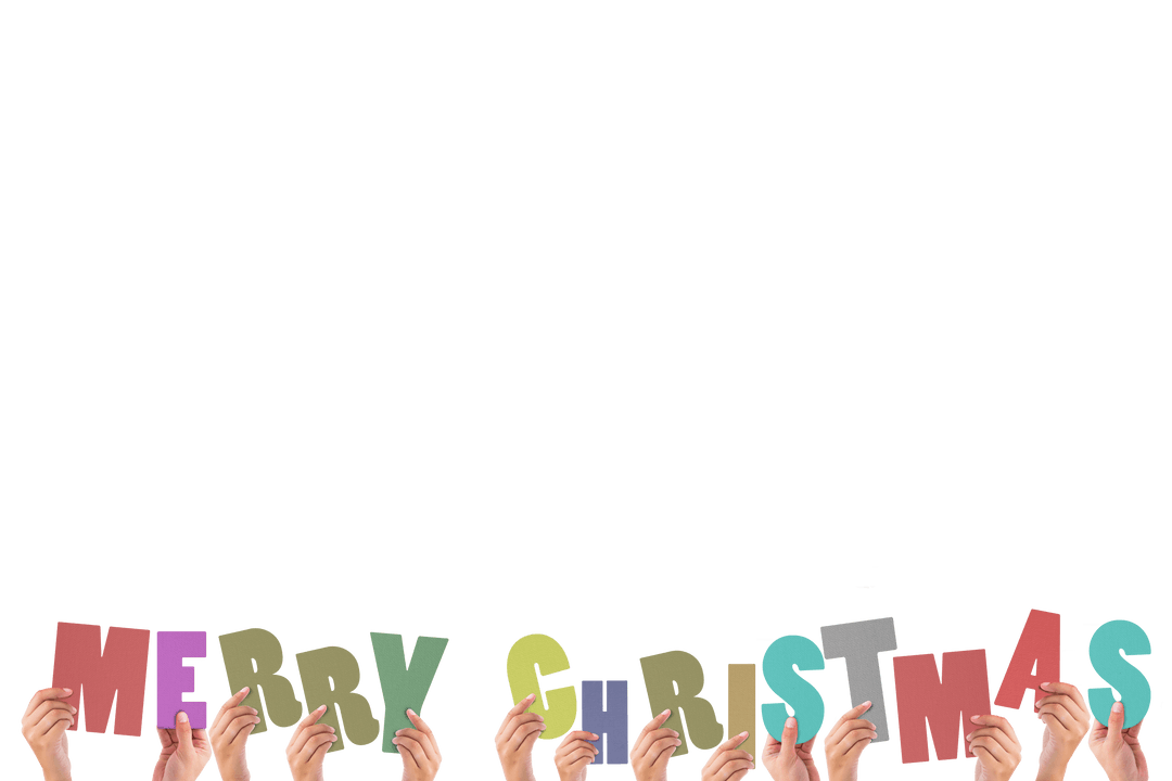 Transparent Hands Holding Merry Christmas Letters Celebrating
