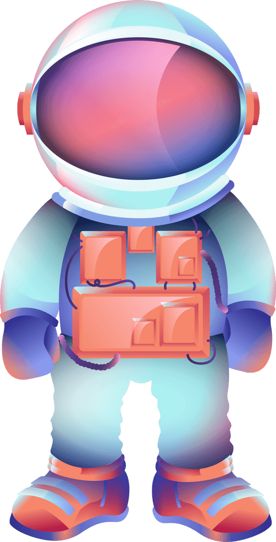 Transparent Pastel Flat Astronaut with Mirrored Visor and Panels