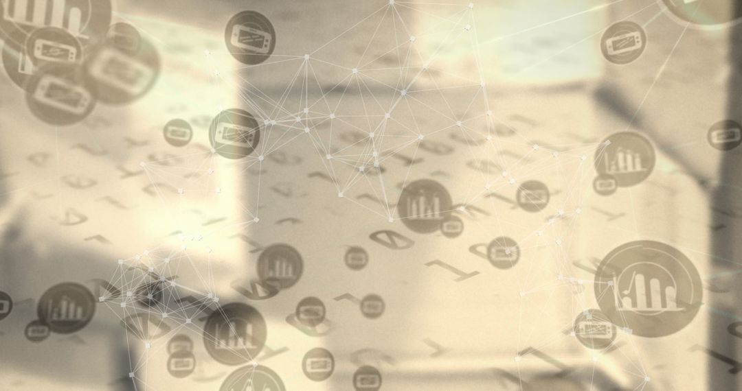 Digital Network Interface with Data Analysis Icons