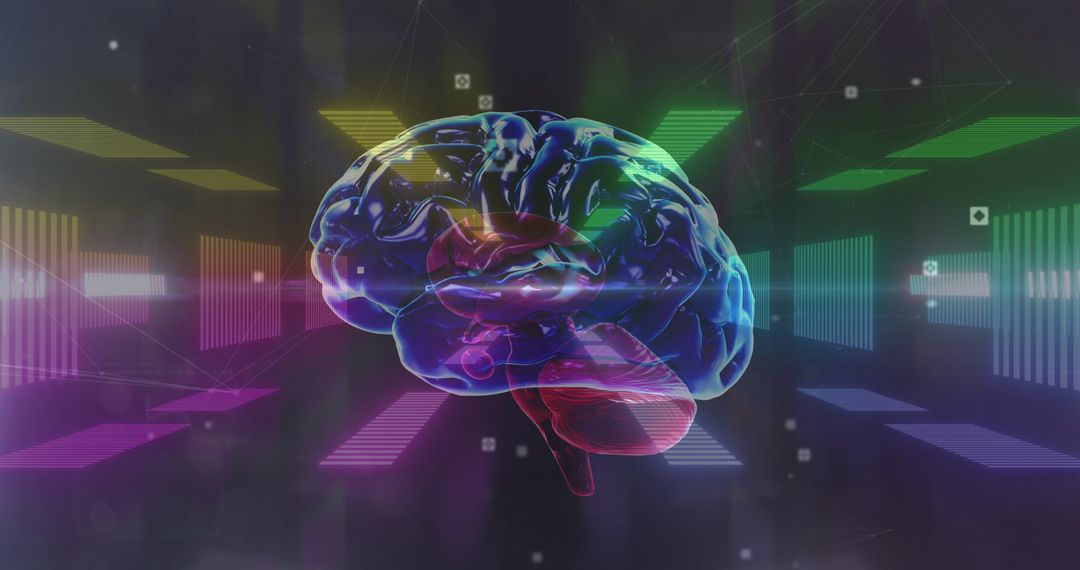 Futuristic Brain Hologram in Virtual Tech Universe