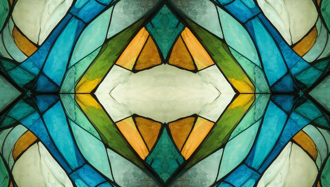Abstract Geometric Stained Glass Design with Vivid Colours