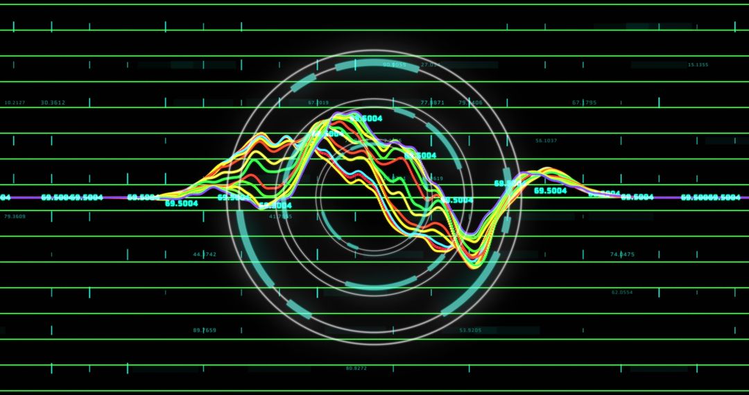 Futuristic Digital Data Visualization with Green Interfaces