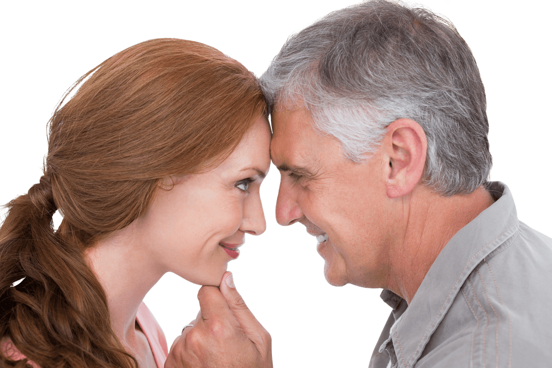 Transparent Senior Couple Connecting with Tenderness