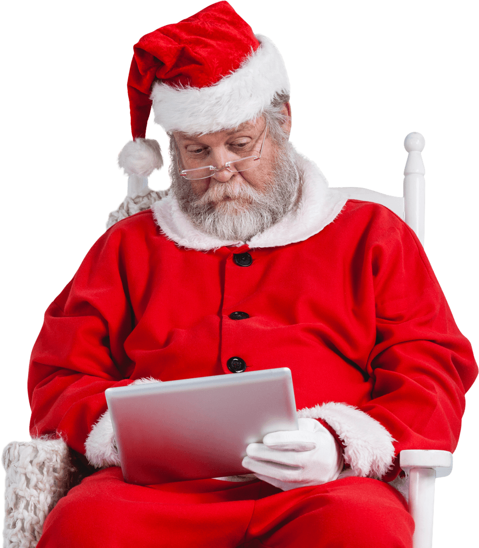Transparent Santa Claus Using Tablet Christmas Technology