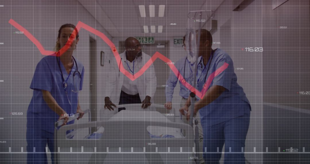 Medical Team Navigating Hospital Corridor with Urgency