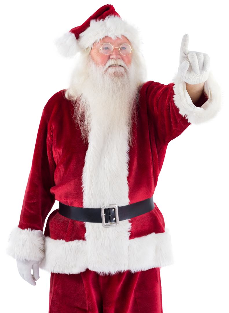 Santa Claus in Transparent Background Pointing Upwards - Download Free Stock Images Pikwizard.com