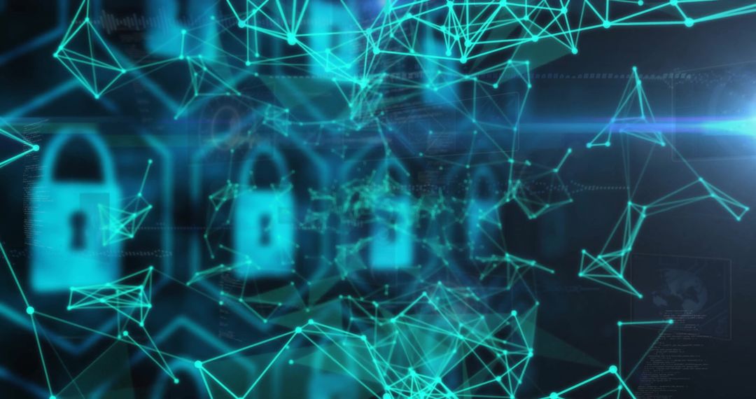 Cybersecurity Concept with Digital Padlocks and Data Matrix