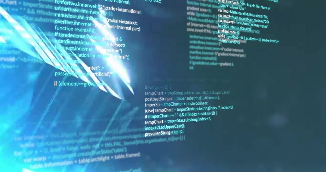 Futuristic JavaScript Code with Glowing Abstract Streaks