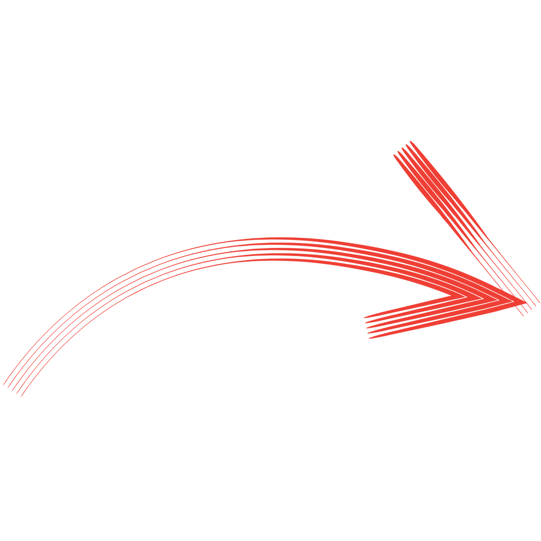 Red Curved Arrow on Transparent Background for Clear Direction