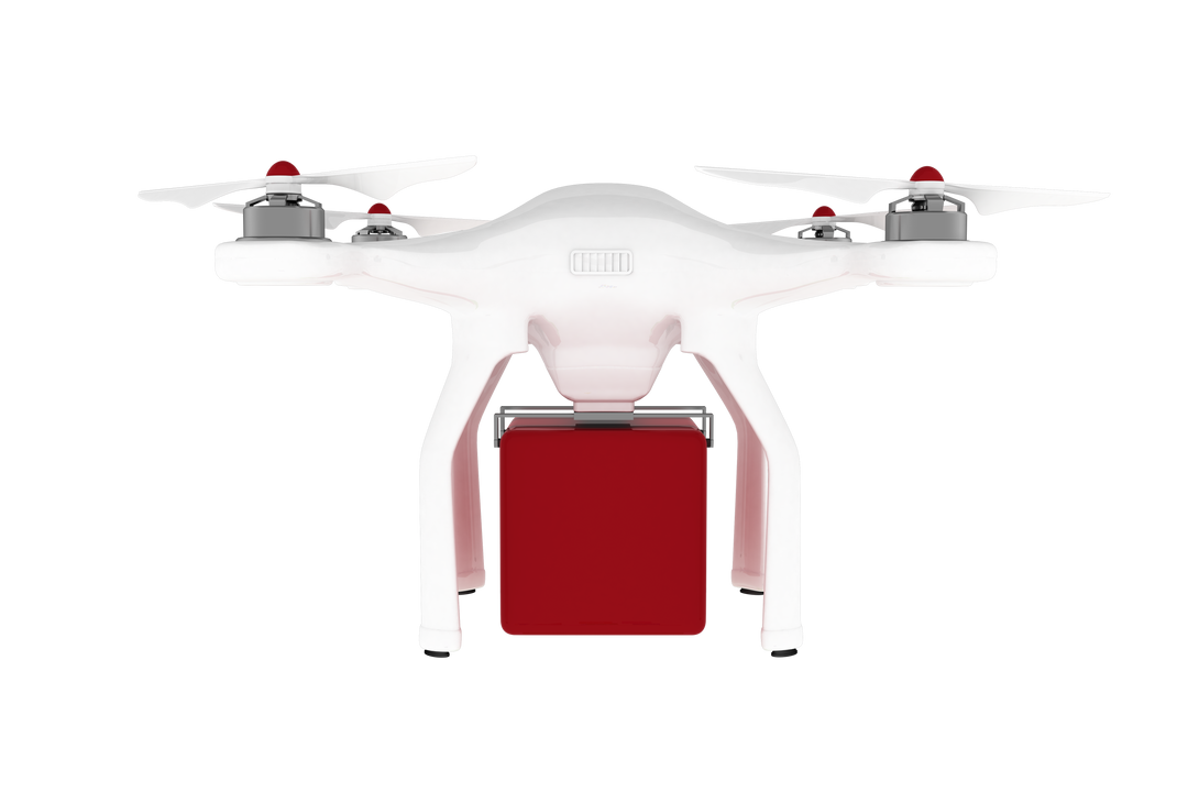 Drone with Red Cube Cargo Vector on Transparent Background - Download Free Stock Images Pikwizard.com