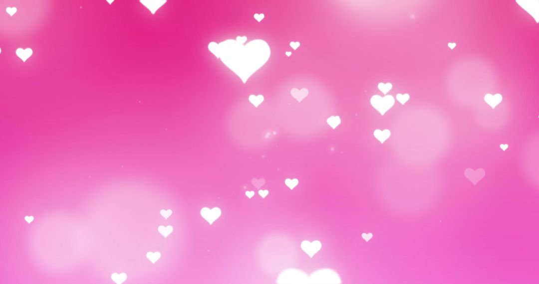 Glowing Hearts Moving on Pink Background