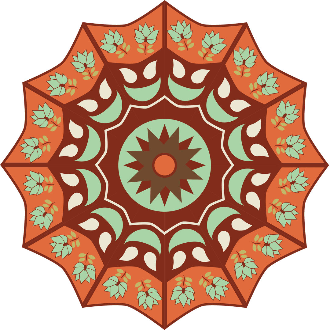 Colorful Mandala Pattern Vector on Transparent Background