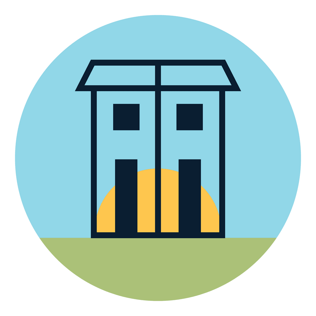 Transparent Vector Illustration of Modern House on Grass with Rising Sun