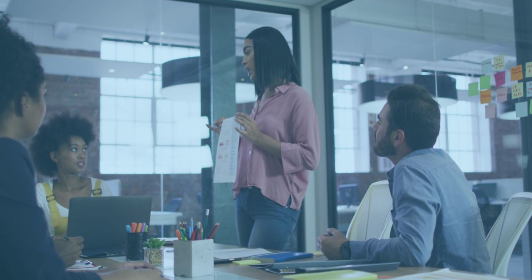 Team Collaboration in Modern Office Meeting Room