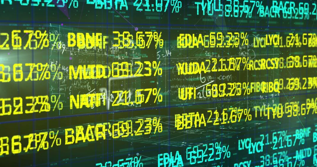 Stock Market Data Display with Tickers and Percentages