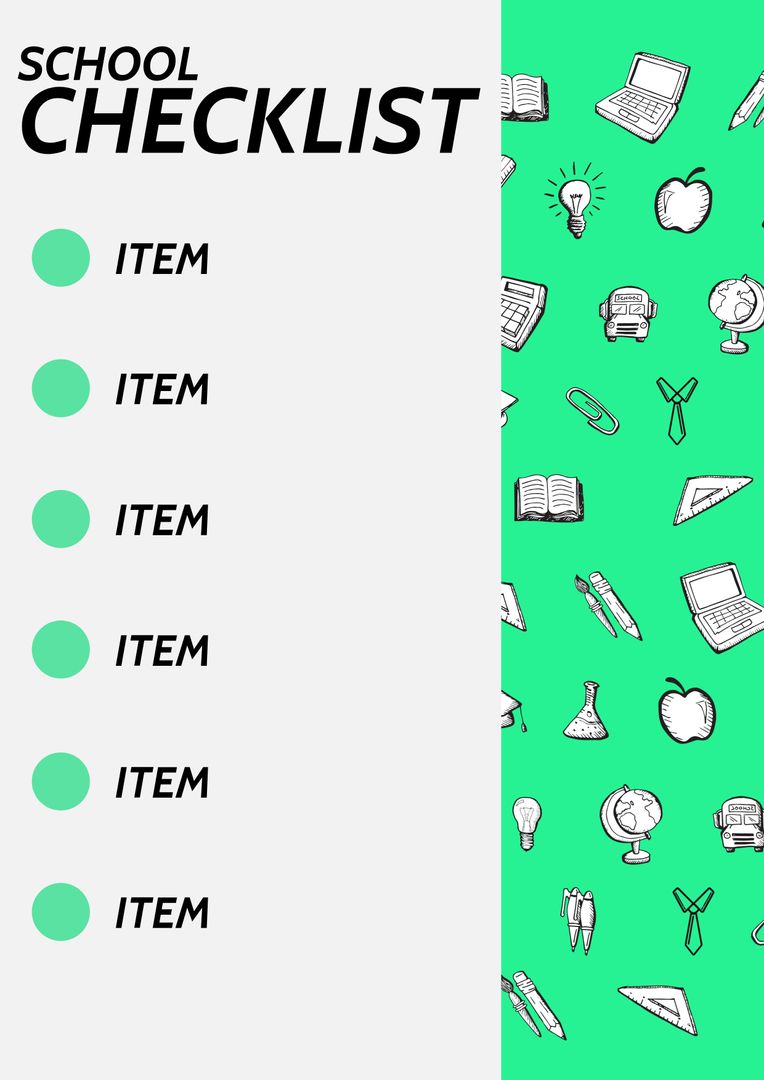Playful School Checklist Design with Doodle Illustrations