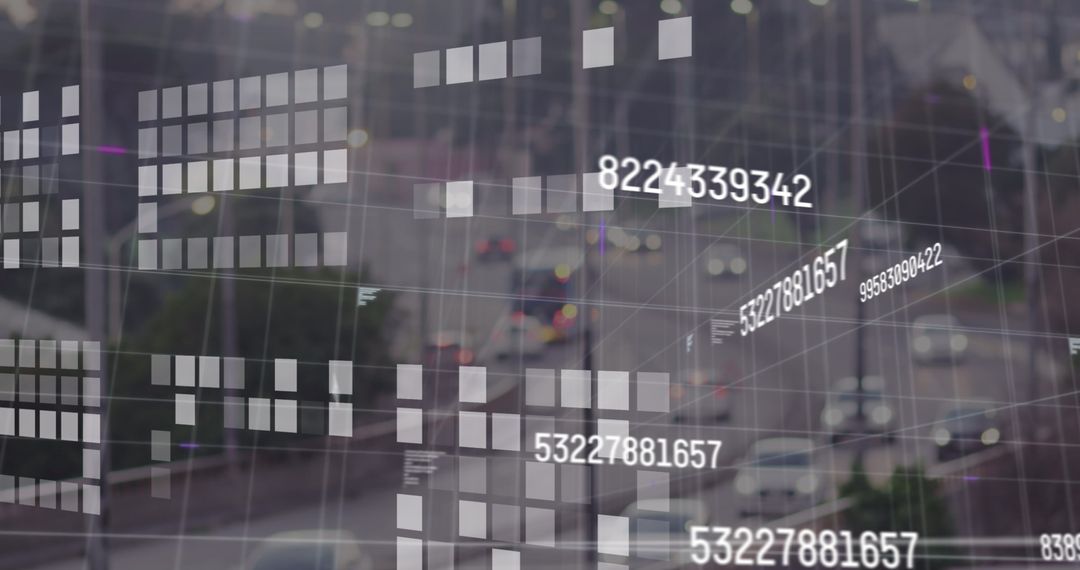 Digital Interface Depicting Data over City View