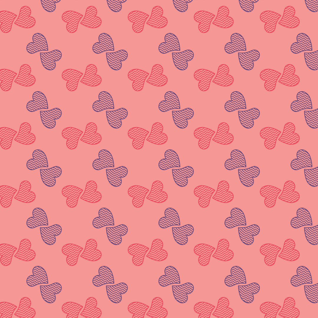 Transparent Digital Illustration of Hearts on Coral Background
