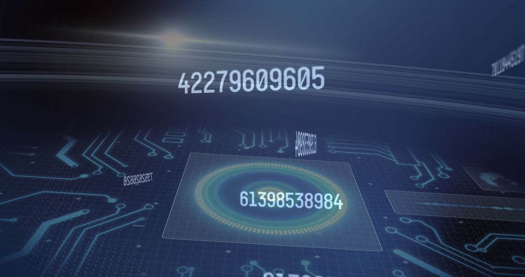 Futuristic Digital Interface with Numbers and Data Visualization