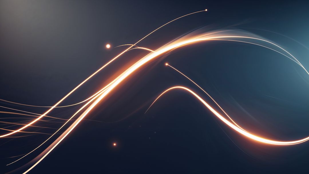 Futuristic Flowing Light Trails in Dark Digital Space