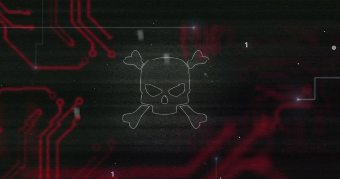 digital skull and crossbones on circuit with binary code - Free Images, Stock Photos and Pictures on Pikwizard.com