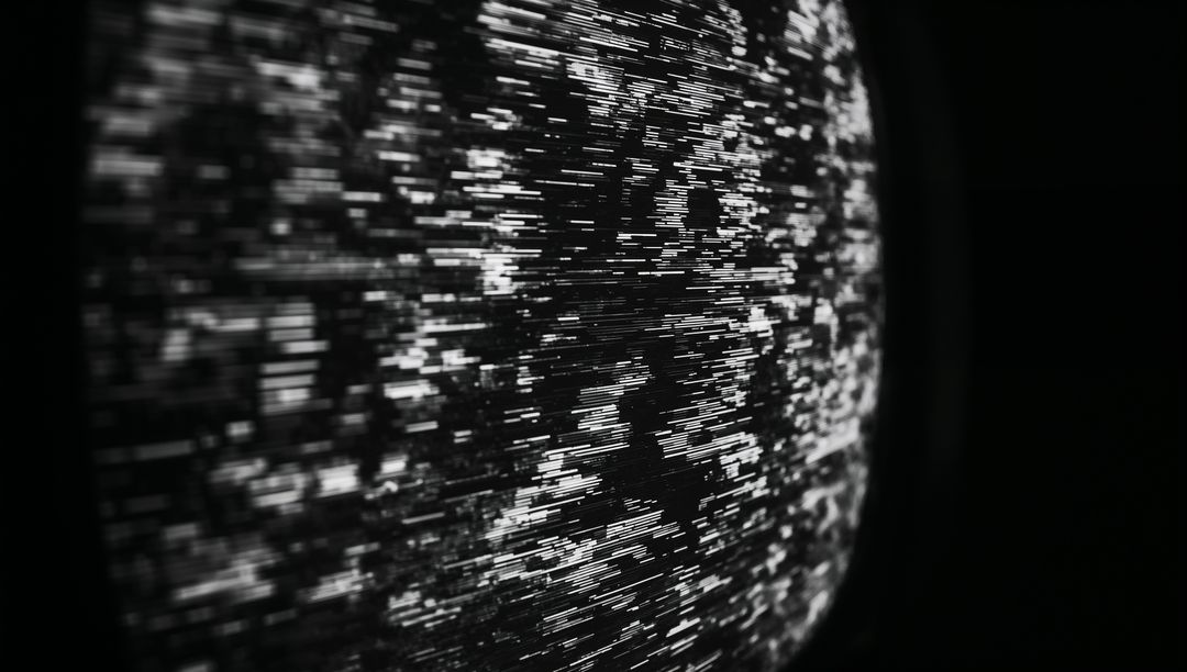 Futuristic Digital Globe with Glitchy Data Patterns
